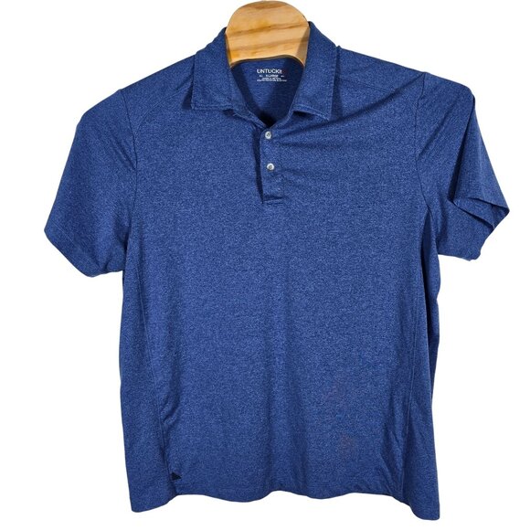 Untuckit Mens Blue Polo Shirt X-Large Polyester‎ Short Sleeve Button-Up Collar - Picture 2 of 5